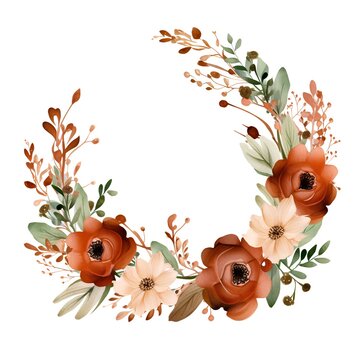 Beautiful vector image with nice watercolor hand drawn floral wreath