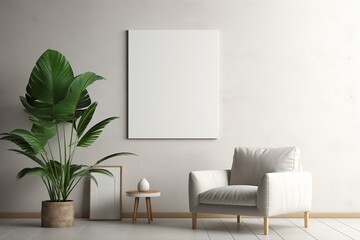 Modern Aesthetic Interior Design with Small Blank Poster Created with Generative AI