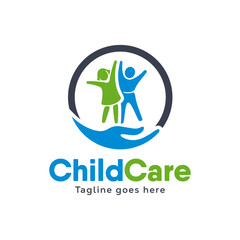 Kids Care logo designs vector. Child Care logo template