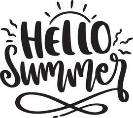 Hand-drawn lettering compositions about Summer. Funny season slogans. Isolated calligraphy quotes for travel agencies, and beach parties. Great design for banner, postcard, print, or poster.