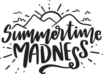 Hand-drawn lettering compositions about Summer. Funny season slogans. Isolated calligraphy quotes for travel agencies, and beach parties. Great design for banner, postcard, print, or poster.