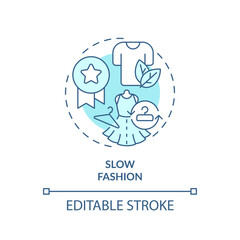 2D editable blue icon slow fashion concept, monochromatic isolated vector, sustainable fashion thin line illustration.