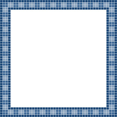 Navy blue tile frame, Mosaic tile frame or background, Tile background, Seamless pattern, Mosaic seamless pattern, Mosaic tiles texture or background. Bathroom wall tiles, swimming pool tiles.