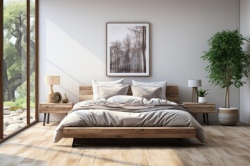 minimalist hospitality master bedroom with serene and understated luxury