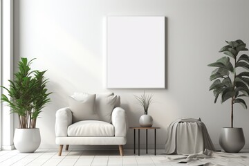 Modern Aesthetic Interior Design with Small Blank Poster Created with Generative AI
