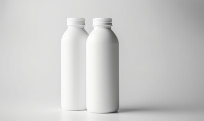 Close up of a white plastic bottle on white background, Generative AI