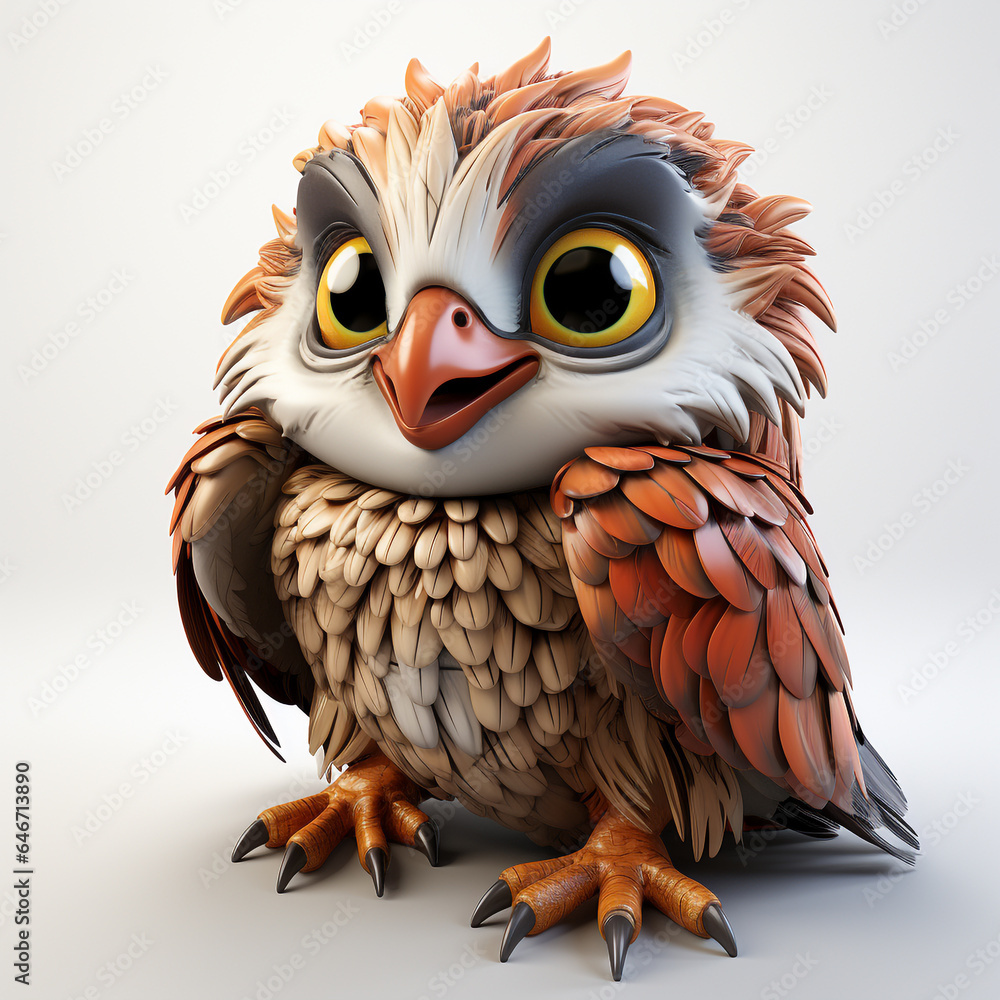 Sticker 3d cartoon cute falcon bird