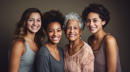Fototapeta premium African American family, youngest daughter, mother, grandmother and great-grandmother. Four generation family.