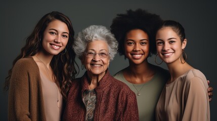 African American family, youngest daughter, mother, grandmother and great-grandmother. Four generation family.