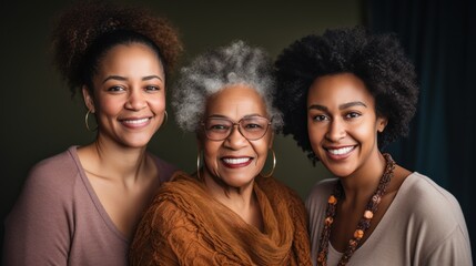African American family, youngest daughter, mother, grandmother and great-grandmother. Four generation family.