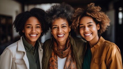 Fototapeta premium African American family, youngest daughter, mother, grandmother and great-grandmother. Four generation family.