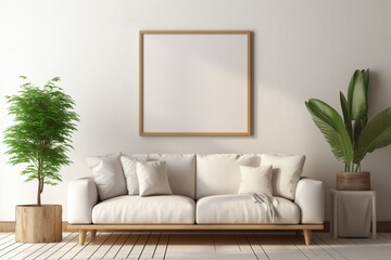 Modern Aesthetic Interior Design with Small Blank Poster Created with Generative AI