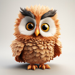 Naklejka premium 3d cartoon cute owl