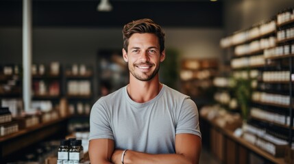 The owner is a young man who runs the grocery store.