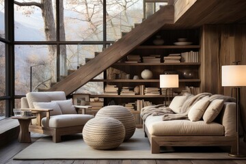 modern chalet reading room with light natural materials