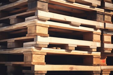 Stacked Euro pallets, logistics delivery concept background, Generative AI