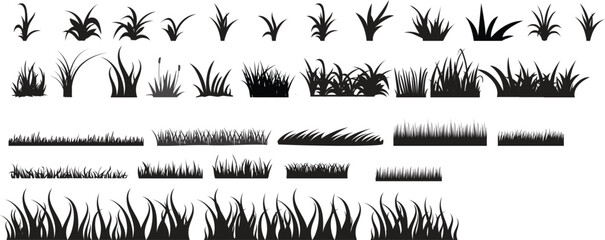 grass isolated silhouettes set collection