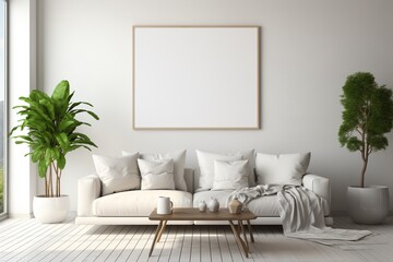 Modern Aesthetic Interior Design with Small Blank Poster Created with Generative AI