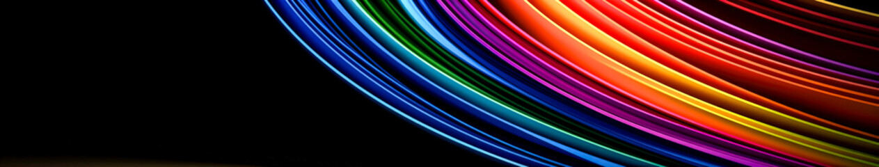 Abstract dark background with bright colors, generative AI.
