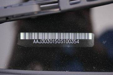 Close up of a new car's VIN