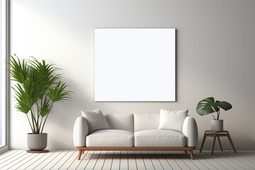 Modern Aesthetic Interior Design with Small Blank Poster Created with Generative AI