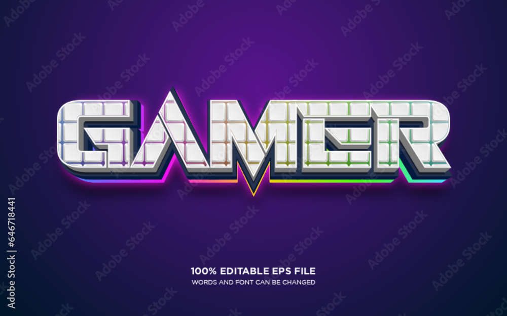 Poster gaming keyboard 3d editable text style effect