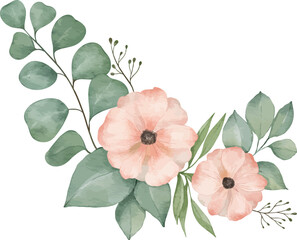 floral composition flower  watercolor illustration isolated element