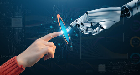 Concept of Artificial intelligence, AI robot, human, idea, development, think, futuristic...