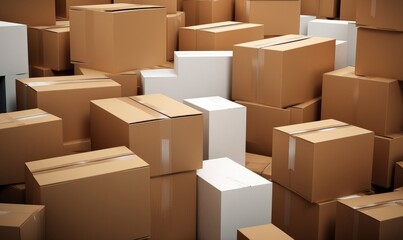 Lot of cardboard boxes, Delivery concept, Generative AI