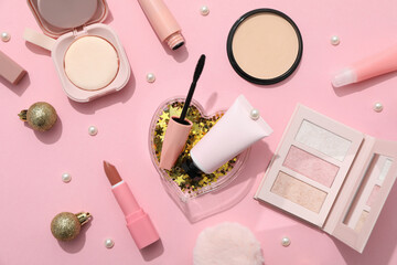 Fototapeta premium Concept of different cosmetics, different winter cosmetics