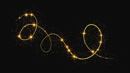 Gold glittering confetti wave and stardust