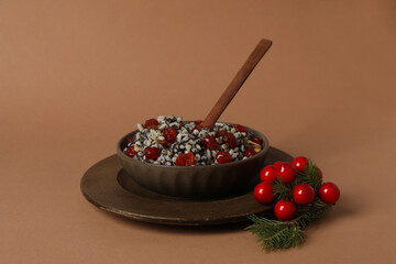 Concept of tasty Orthodox Christmas food, Kutya