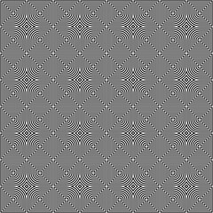 Obraz premium Stylized black squares and rhombuses on white background. Decorative grill panel motif. Seamless surface pattern design with symmetric geometric ornament. Digital paper for web designing. Vector art