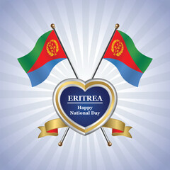 Eritrea flag Happy National Day with Gold Heart