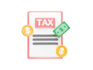 Tax icon 3d render element transparent