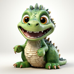 Fototapeta premium 3d cartoon Crocodile green color cute