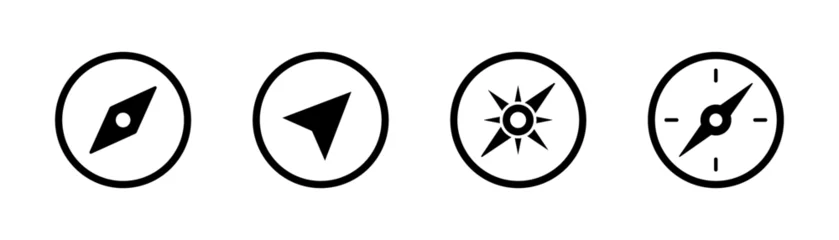 Fotobehang Compass icon in line. Navigation compass icon. Navigation symbol in outline. Compass symbol in line. Stock vector illustration © makrushka