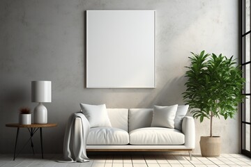 Modern Aesthetic Interior Design with Small Blank Poster Created with Generative AI