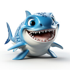 3d cartoon cute blue shark