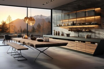 modern luxury kitchen with light natural materials