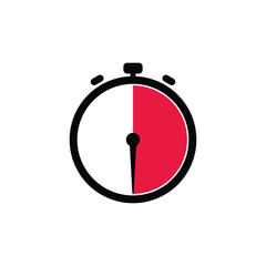 30 Minutes Analog Clock Icon white background.