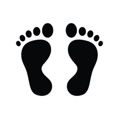 Human footprints icon white background design.