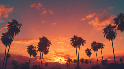 Palm trees against sunset sky