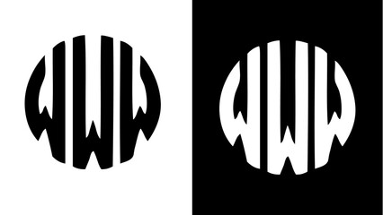 W logo Illustration, W logo in circle, W geometric logo