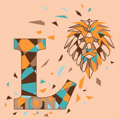 Alfabet letter L geometric Lion © Melissa