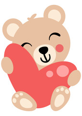 Cute teddy bear sitting holding a big heart