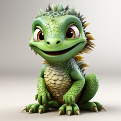Fototapeta premium 3d cartoon cute green iguana