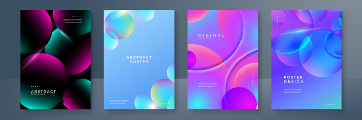 Modern colorful blue violet light wave vibrant gradation abstract cover template background poster collection design vector - obrazy, fototapety, plakaty