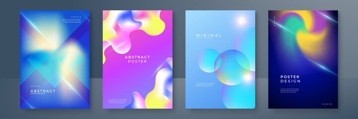 Modern colorful blue violet light wave vibrant gradation abstract cover template background poster collection design vector