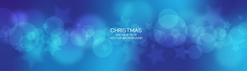 Abstract Blue Сhristmas and New Year Background with Bokeh effect and Gradient Spots.	
